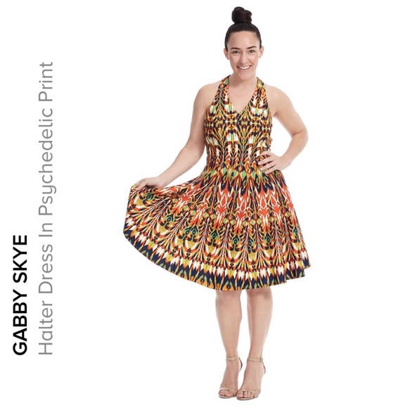 Gabby Skye Halter Dress in Psychedelic Print 22W - Picture 1 of 8